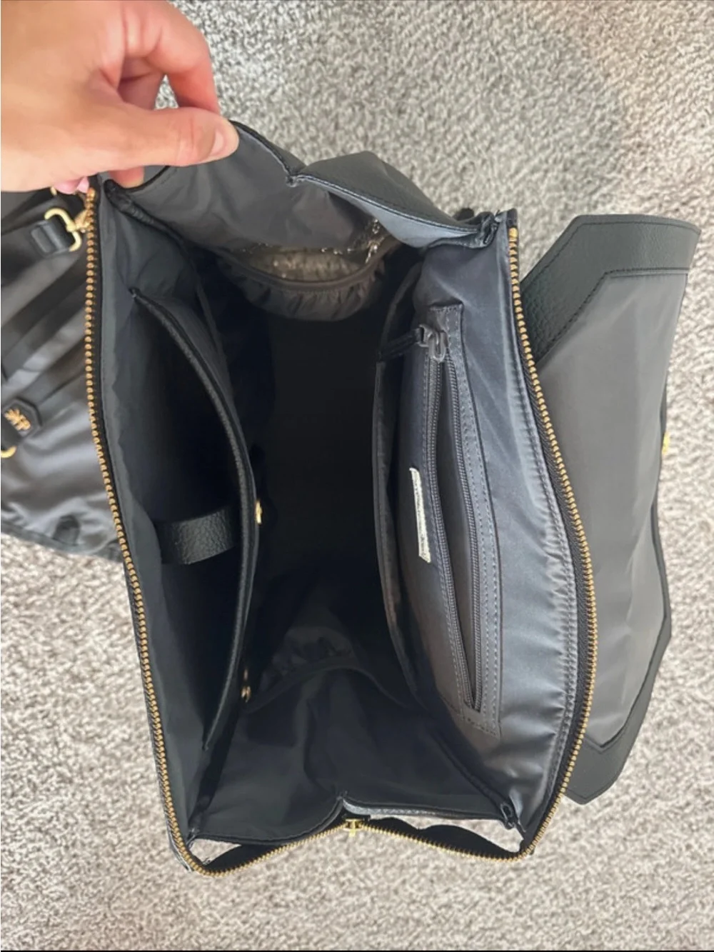 Freshly Picked Black Faux Leather Backpack with additional accessories included